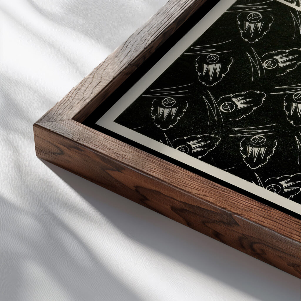 Kunstgewerbliche Schmuckformen fur die Flache Pl 43 1920 Christian Stoll close up dark wood mockup