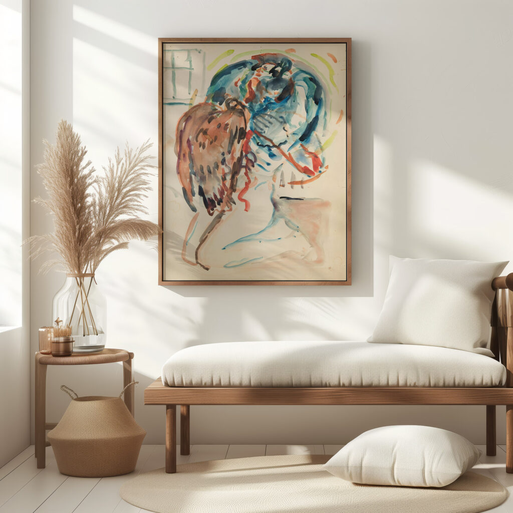 Kunstneren og hans syke oye. Knelende kvinnelig akt med orn 1930 Edvard Munch 5 mockup