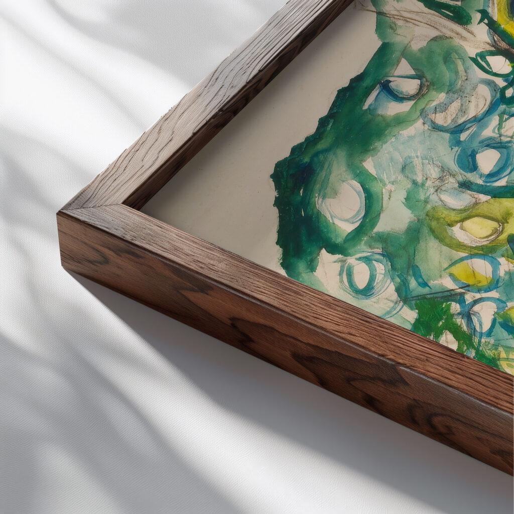 Kvinner hoster frukt ca 1920 Edvard Munch close up dark wood mockup