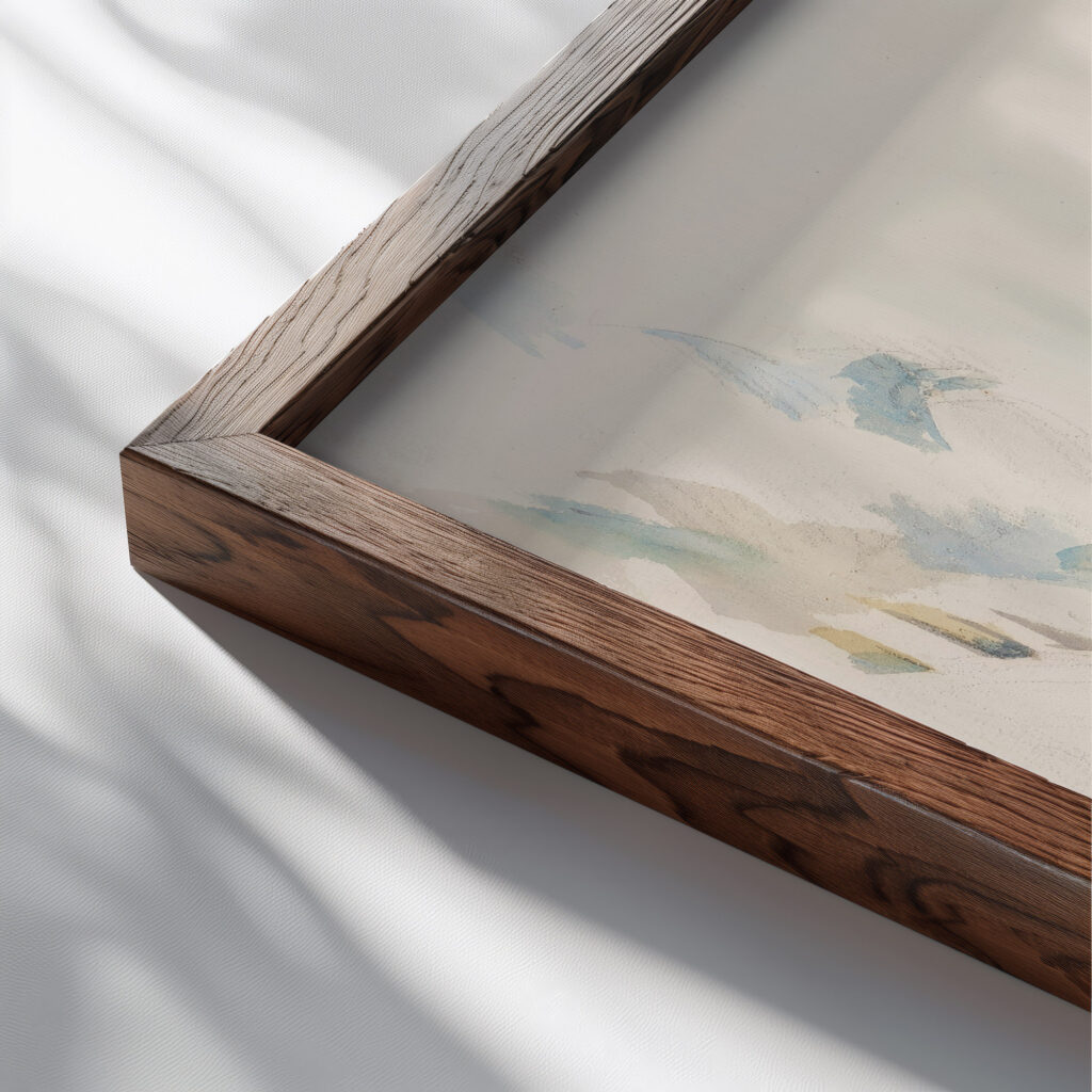 La Barque ou Le lac dAnnecy 1896 Paul Cezanne close up dark wood mockup
