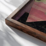 La Bouteille de vin 1914 Juan Gris close up dark wood mockup