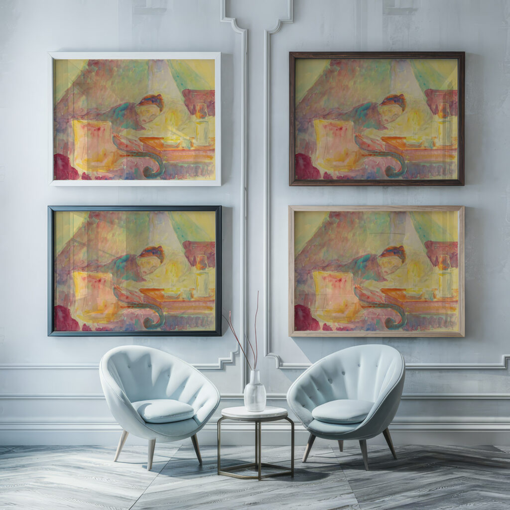 La Mere De Lartiste Au Lit Camille Pissarro framed posters mockup