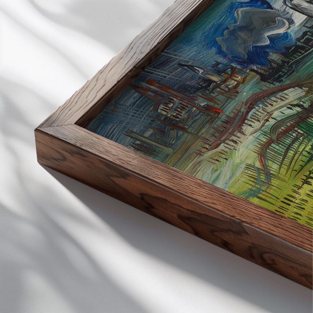 La Statue circa 1942 Raoul Dufy close up dark wood mockup