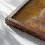 La Vierge Daurore circa 1890 Odilon Redon close up dark wood mockup