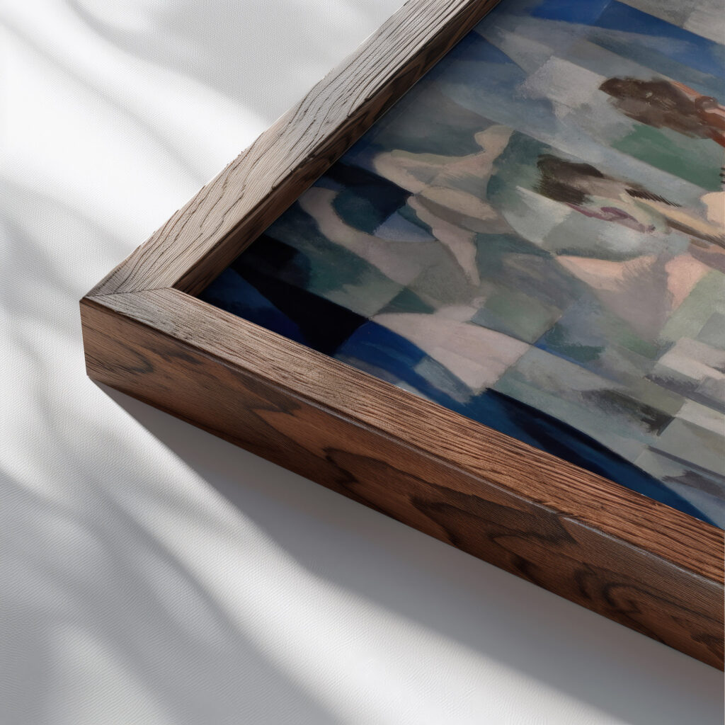 La Ville de Paris 1912 Robert Delaunay close up dark wood mockup