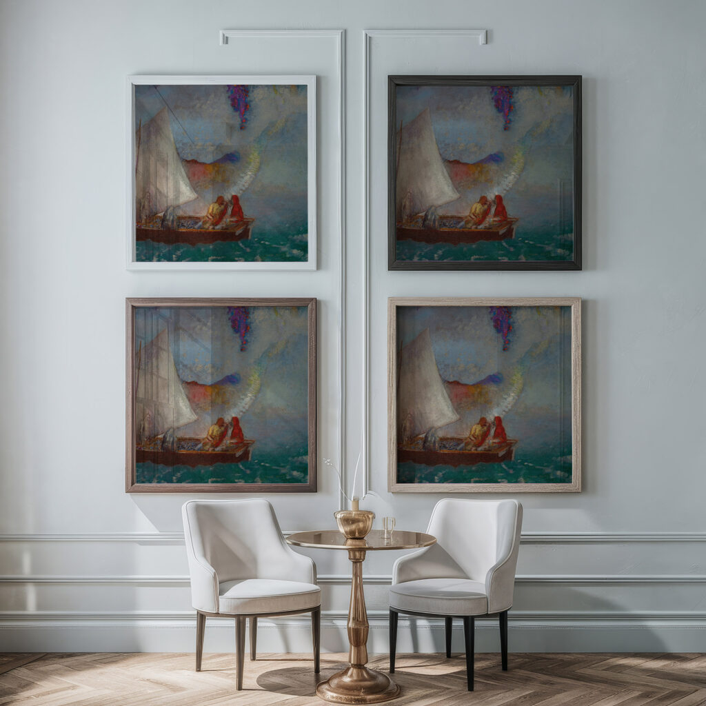 La Voile grise 1900 05 Odilon Redon framed posters mockup
