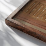 La fontaine a aspet Raoul Dufy close up dark wood mockup