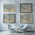 La plage de Deauville 1928 Henri Lebasque framed posters mockup