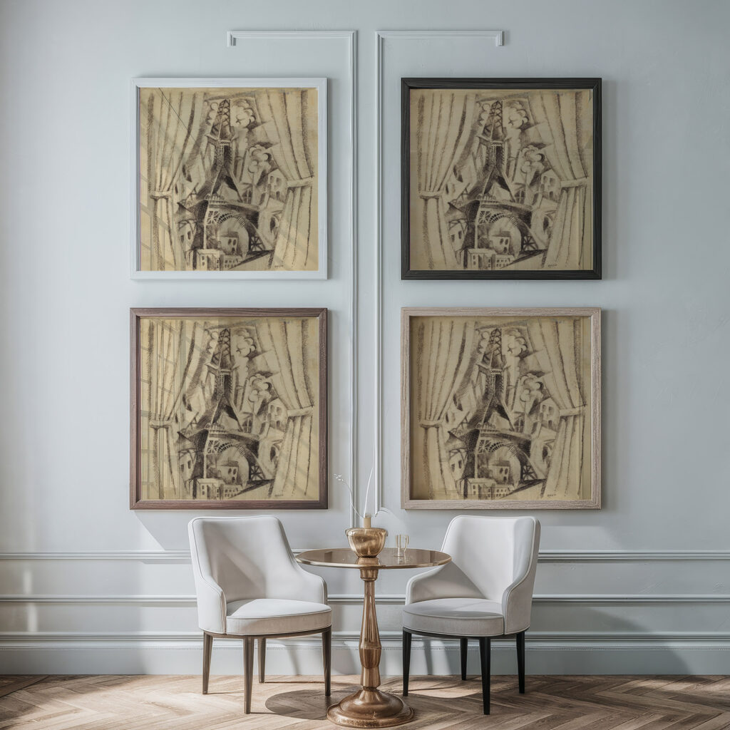 La tour aux rideaux 1910 Robert Delaunay framed posters mockup