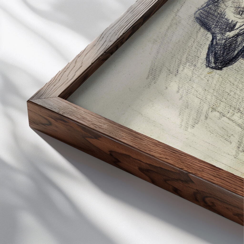 Labrador comiendo migas 1960 Jose de Martin Simon close up dark wood mockup