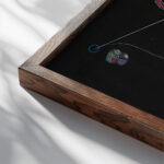 Laccent Rouge 1938 Wassily Kandinsky close up dark wood mockup