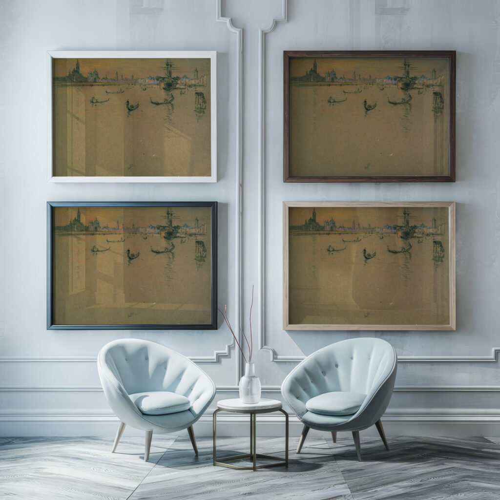 Lagoon Venice 1909 Joseph Pennell framed posters mockup