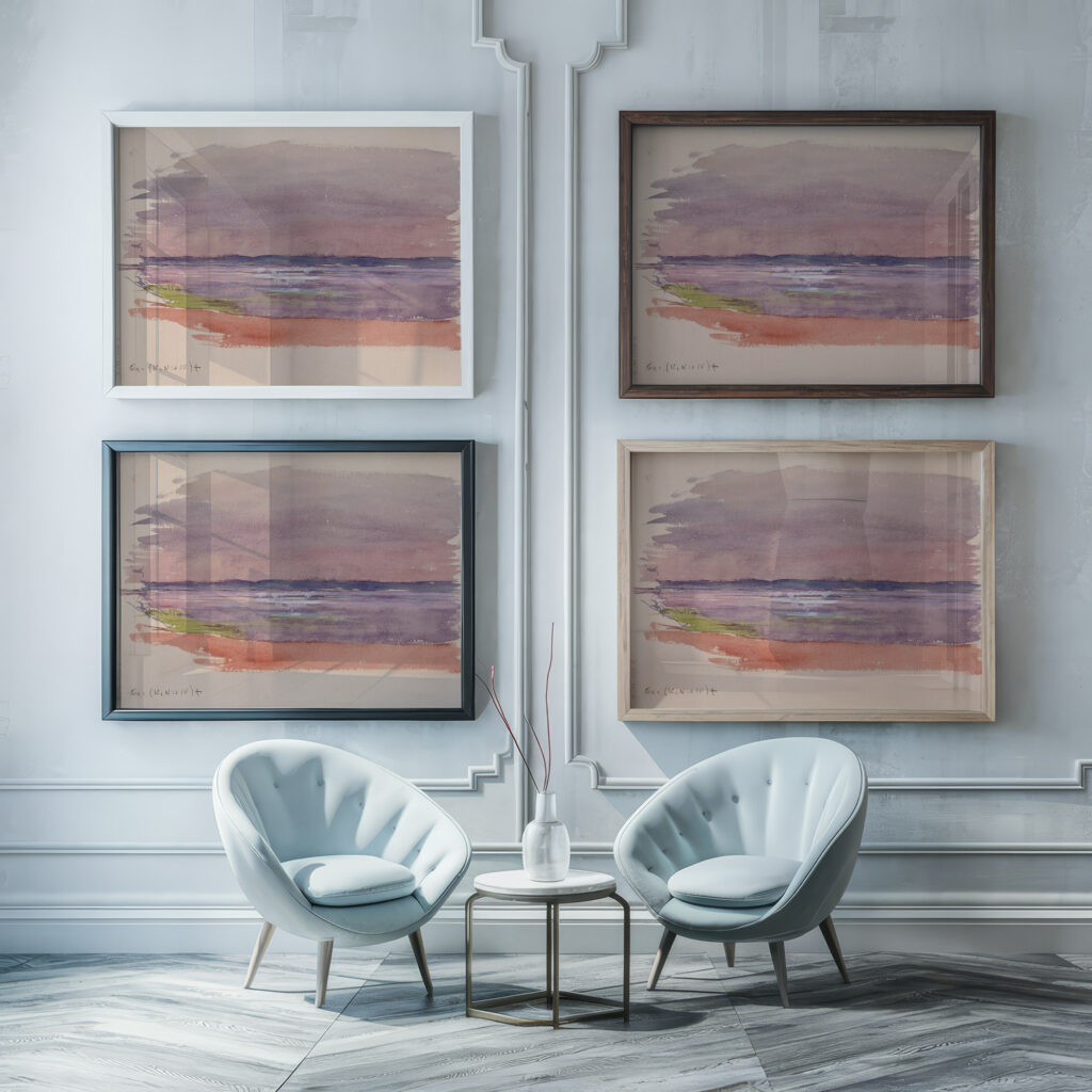 Lake or seascape 1910 1912 Eero Jarnefelt framed posters mockup