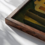 Lallee du chateau a Bachte Maria Leerne 1923 Frits van den Berghe close up dark wood mockup