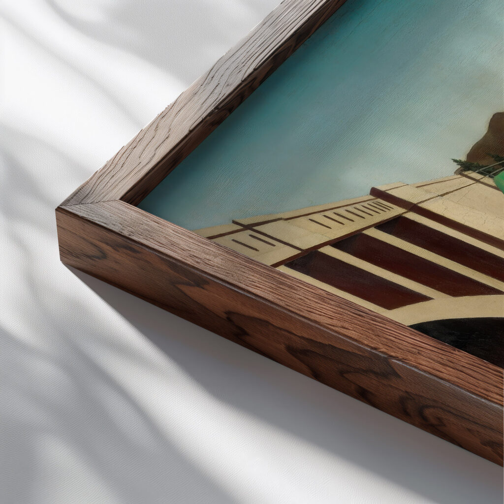 Landscape 1936 Arnold Wiltz close up dark wood mockup