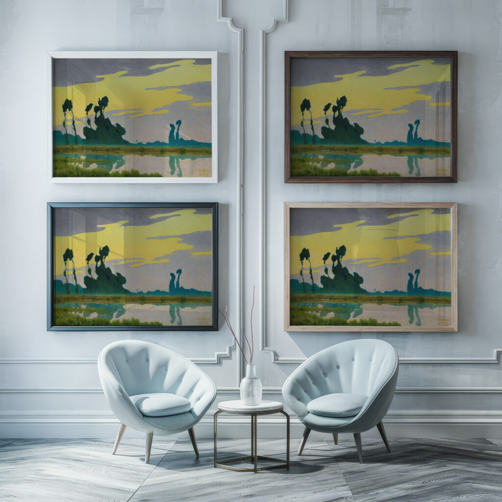 Landscape At Sunset 1892 Charles Guilloux framed posters mockup