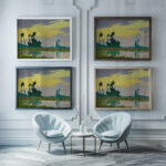 Landscape At Sunset 1892 Charles Guilloux framed posters mockup