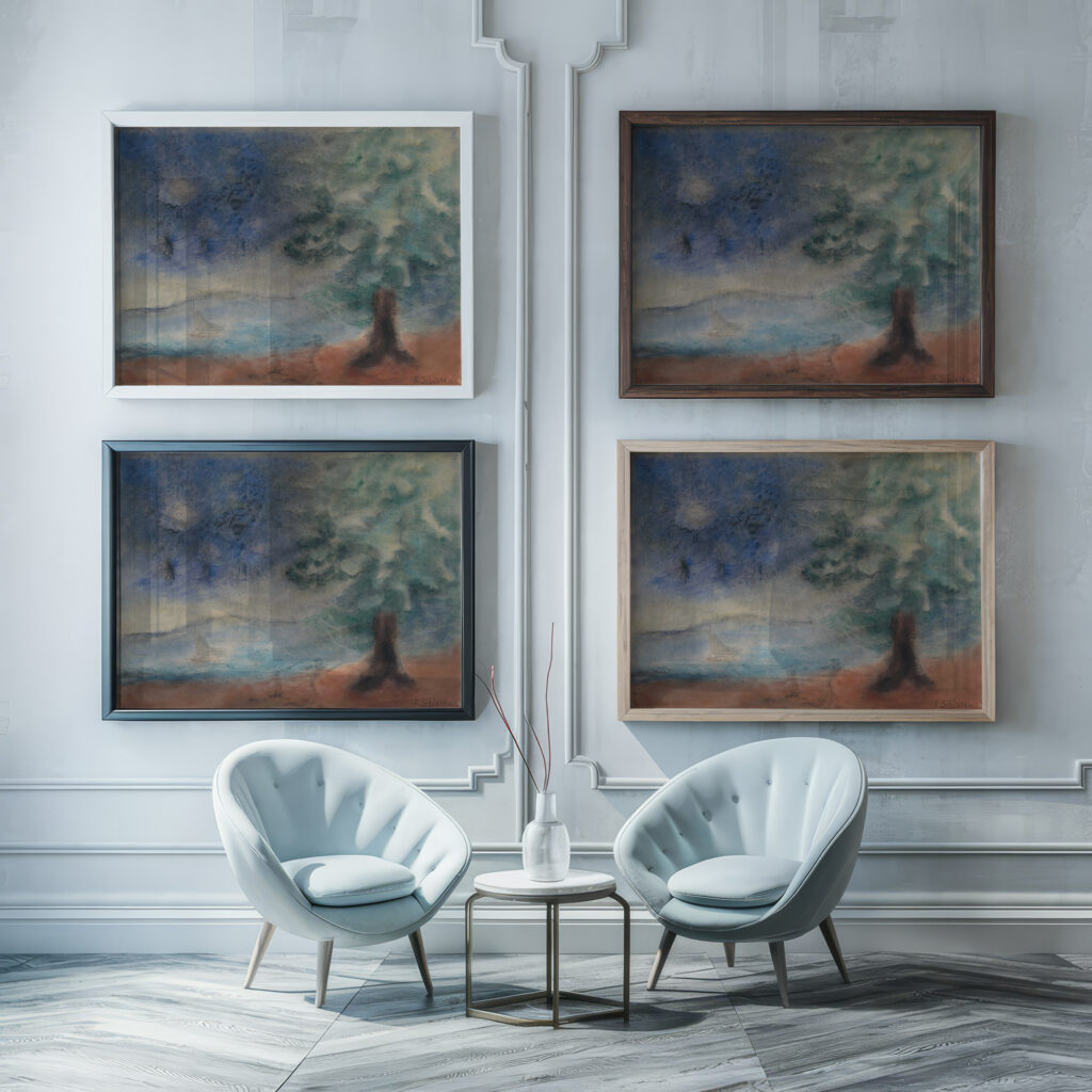 Landscape Ferdinand Schirren framed posters mockup