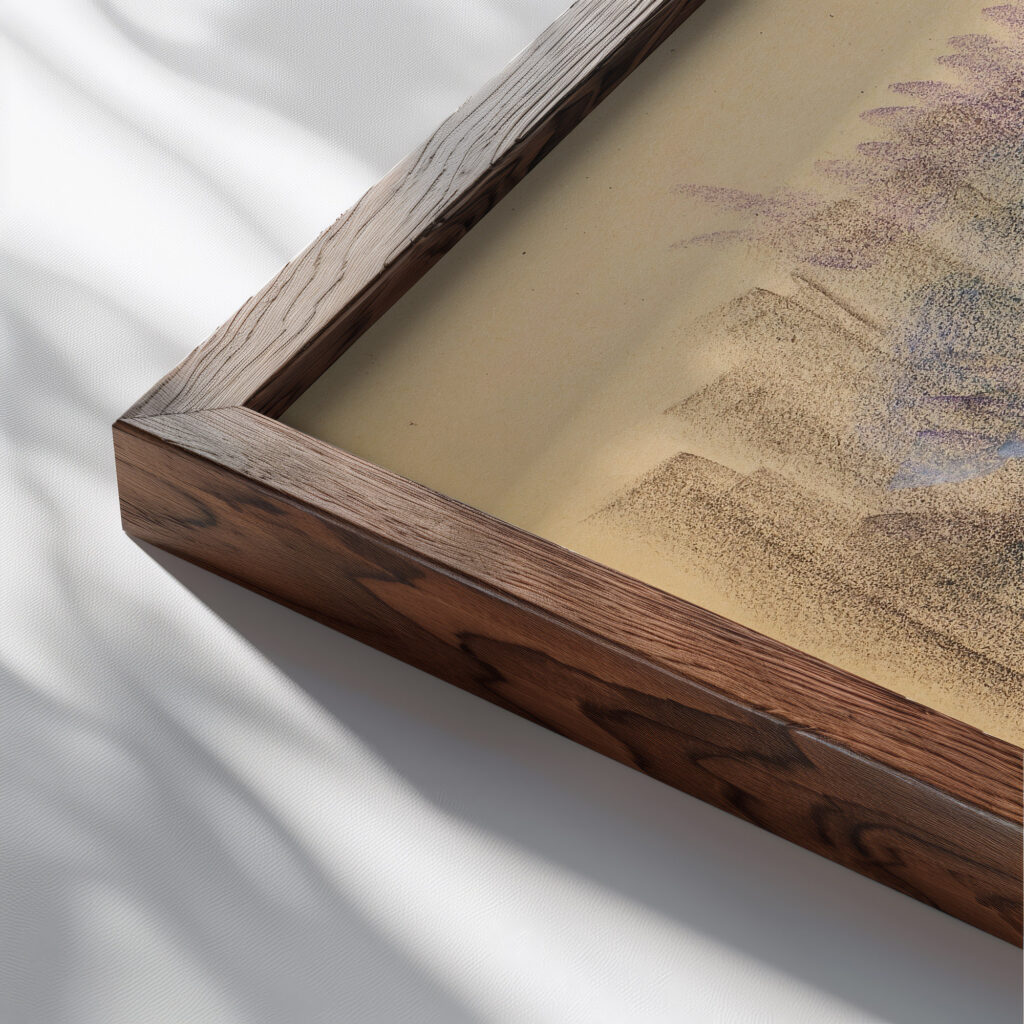 Landscape Karingsund 1931 Henry Ericsson close up dark wood mockup