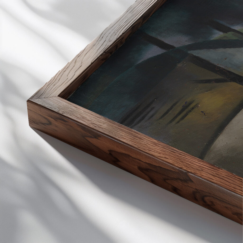 Landscape in the Park 1920 Fritz Stuckenberg close up dark wood mockup