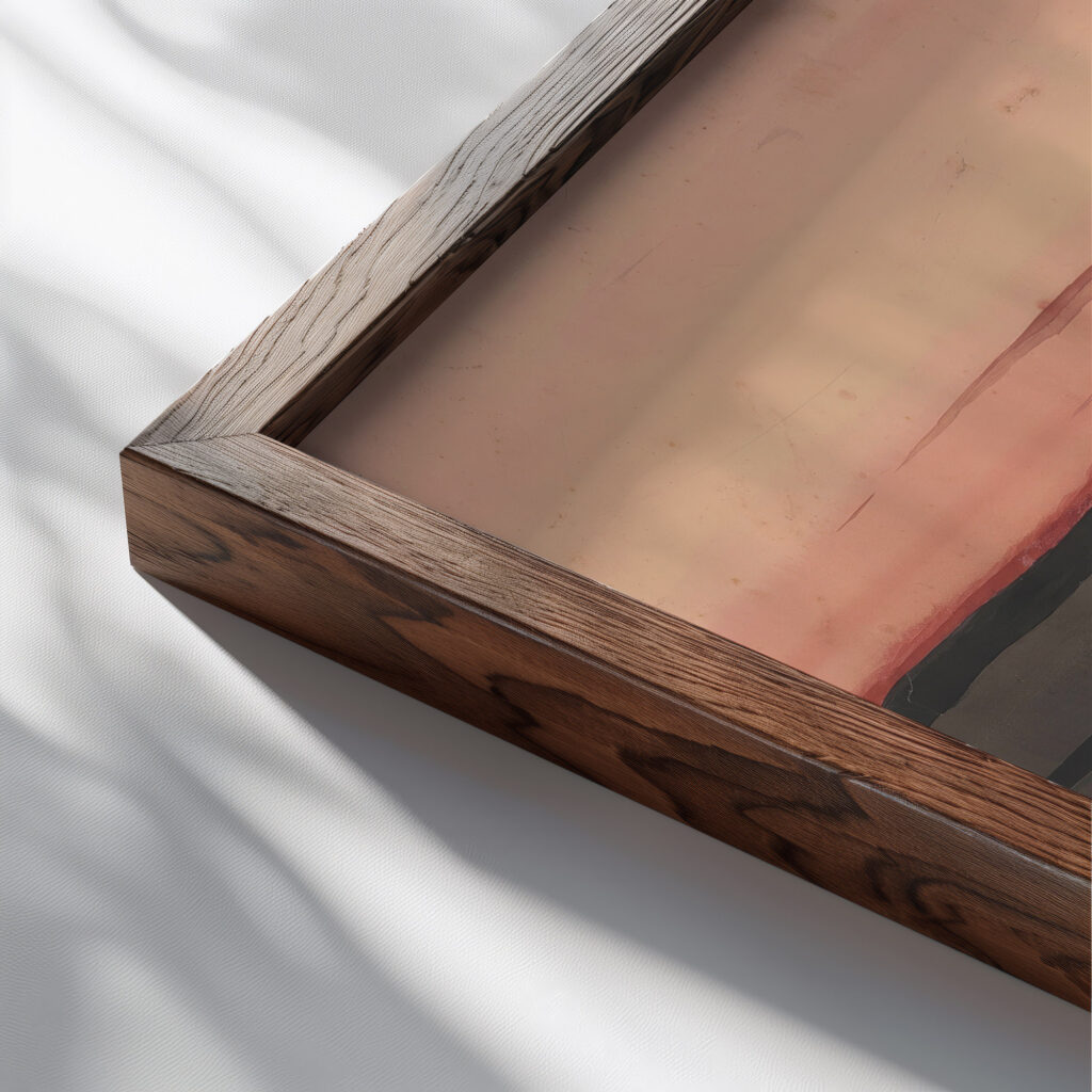 Landscape under a Red Evening Glow with Migratory Birds 1919 Leon Spilliaert close up dark wood mockup