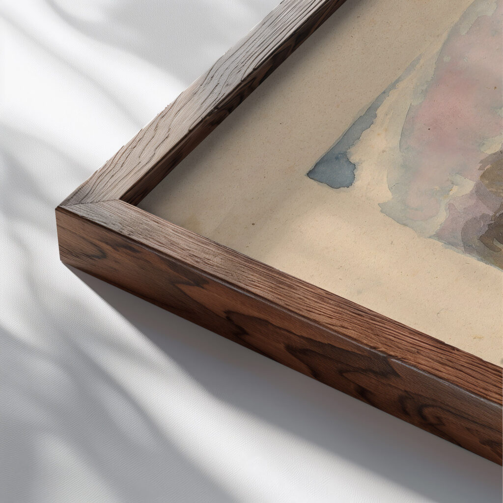 Landscape with Castle – Modern Manner no. 13 Landscape with Figures in Foreground Thomas Sully close up dark wood mockup