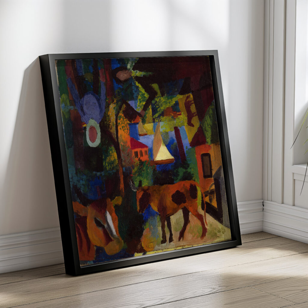 Landscape with Cows Sailboat and Figures 1887–1914 August Macke 4 mockup