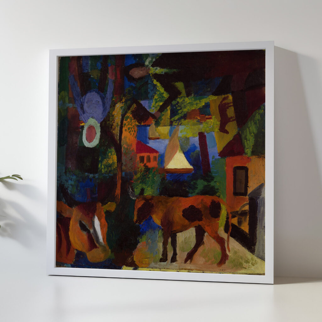 Landscape with Cows Sailboat and Figures 1887–1914 August Macke 5 mockup