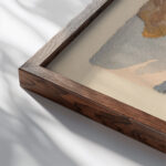 Landscape with Figure Reclining Against Hill – Titian and Venetian School no. 7 Landscape – Variety of Watercolor Washes Thomas Sully close up dark wood mockup