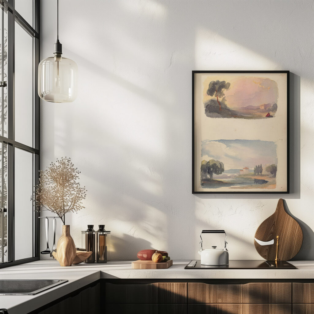 Landscape with Mountains in Distance and Seated Figures in Foreground Landscape with River and Building Mountains in Distance Thomas Sully 6 mockup