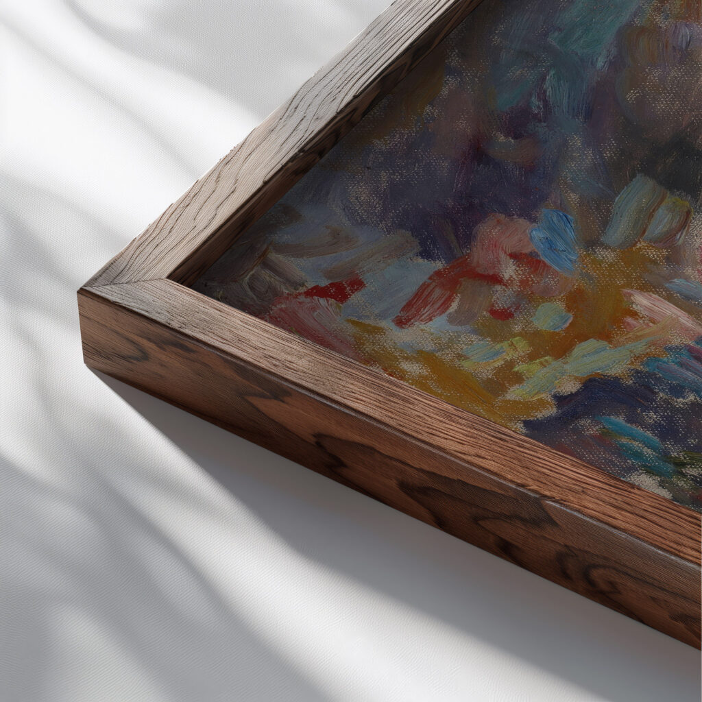 Landscape with a Patchwork of Fields 1937 Sasza Blonder close up dark wood mockup