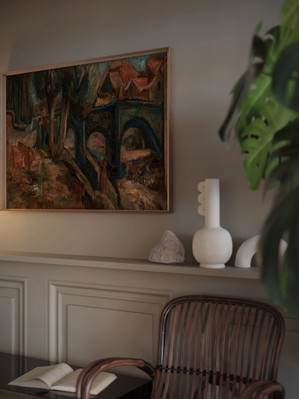 Landscape with a bridge and cows Espaly 1920 Tadeusz Makowski video mockup