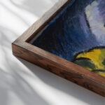 Landscape with a church 1919 Waclaw Wasowicz close up dark wood mockup