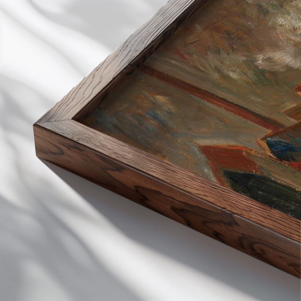 Landscape with a factory chimney 1921 Tadeusz Makowski close up dark wood mockup