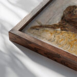 Landscape with a monkey 1924 Tadeusz Makowski close up dark wood mockup