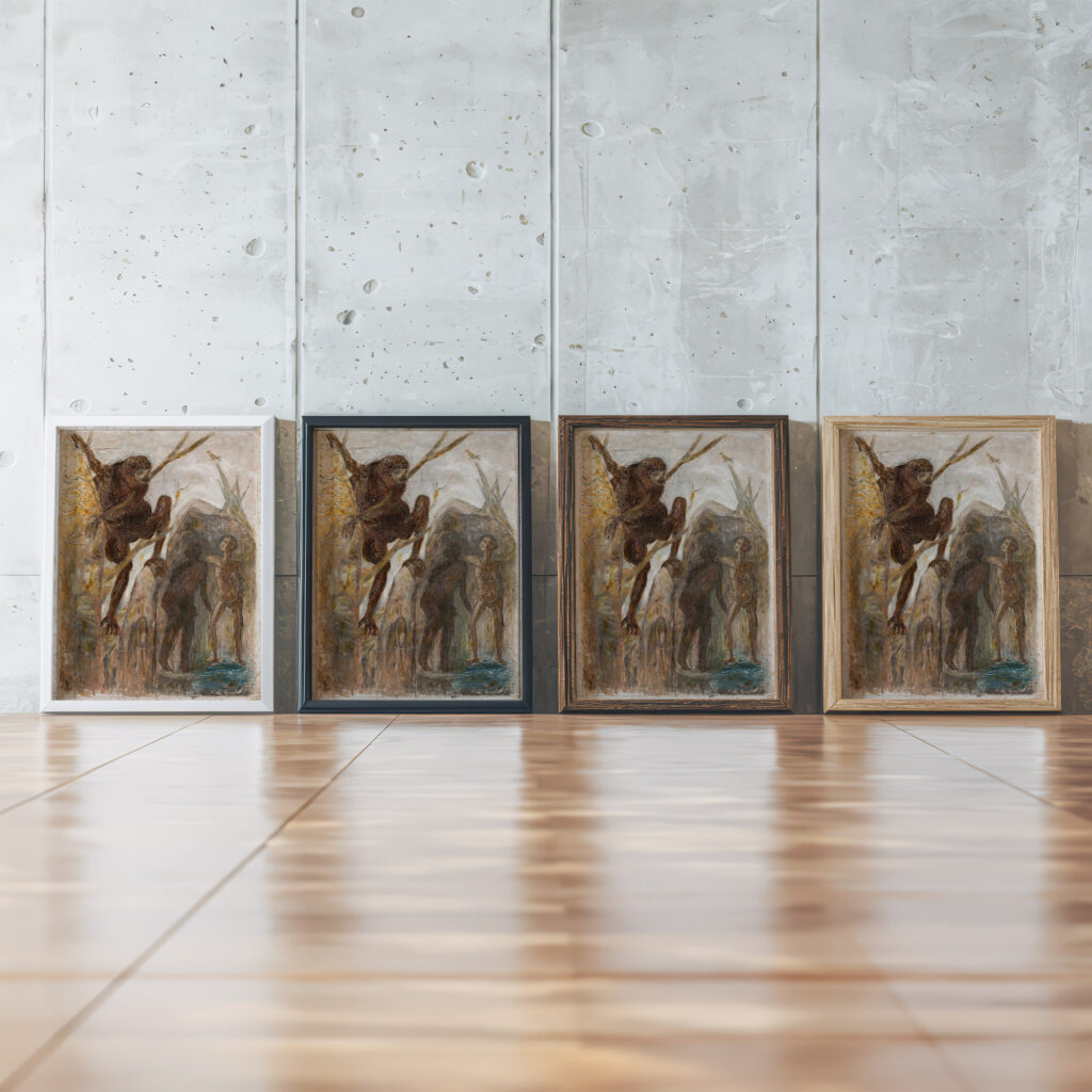 Landscape with a monkey 1924 Tadeusz Makowski framed posters mockup