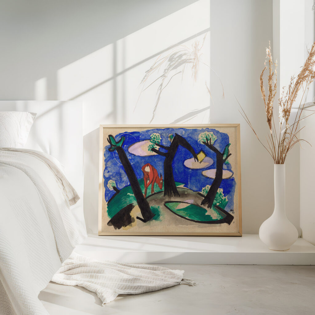 Landscape with a red animal 1913 Franz Marc 4 mockup