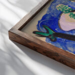 Landscape with a red animal 1913 Franz Marc close up dark wood mockup