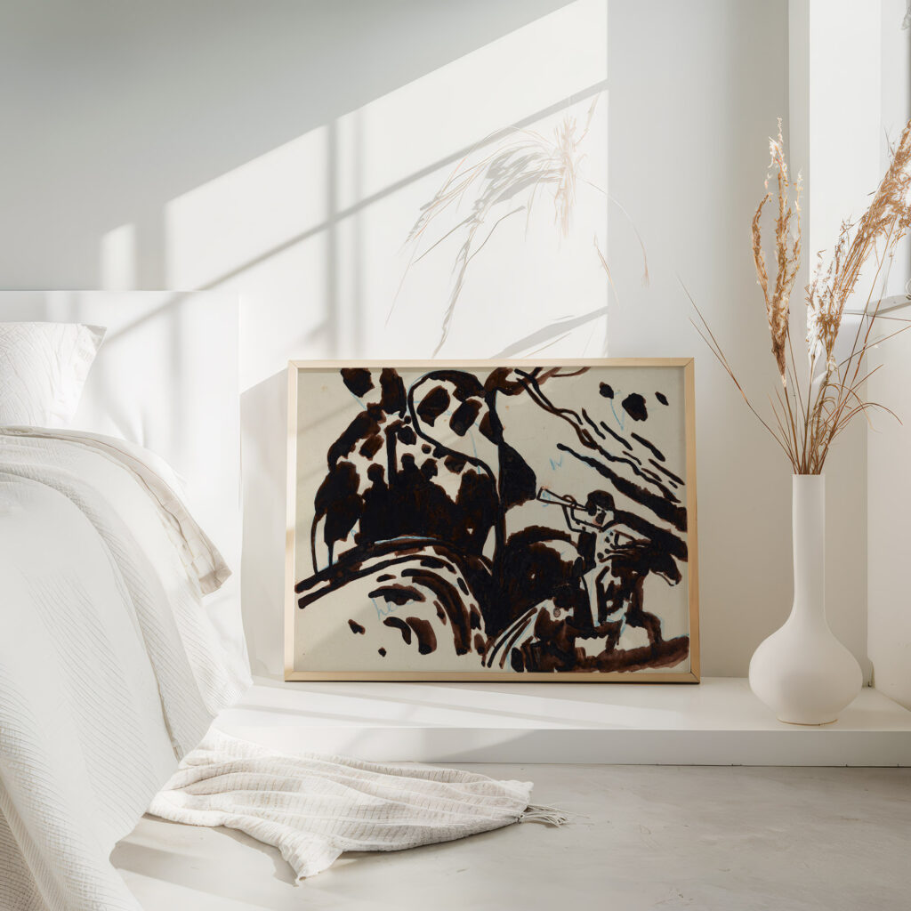 Landscape with a trumpet blowing rider 1909 Wassily Kandinsky 4 mockup