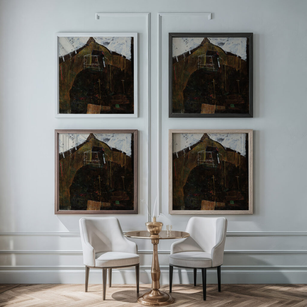 Landscape with raven 1911 Egon Schiele framed posters mockup