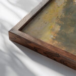 Landscape with the sun shining through 1907 Tadeusz Makowski close up dark wood mockup