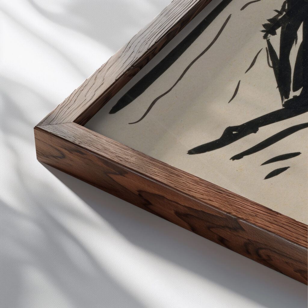 Landscape with two figures 1930 1945 Arnold Peter Weisz Kubincan close up dark wood mockup