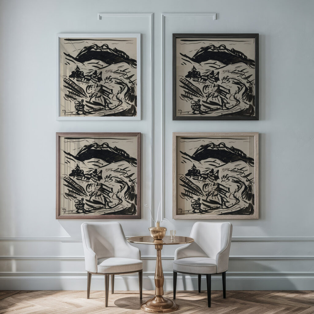 Landscape with two figures 1930 1945 Arnold Peter Weisz Kubincan framed posters mockup