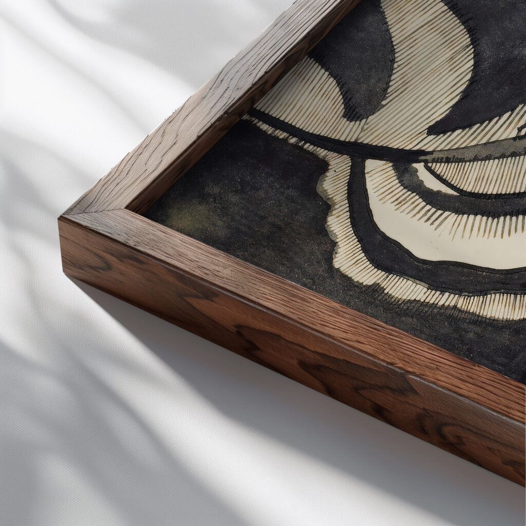 Landschaft 1918 Otto Freundlich close up dark wood mockup