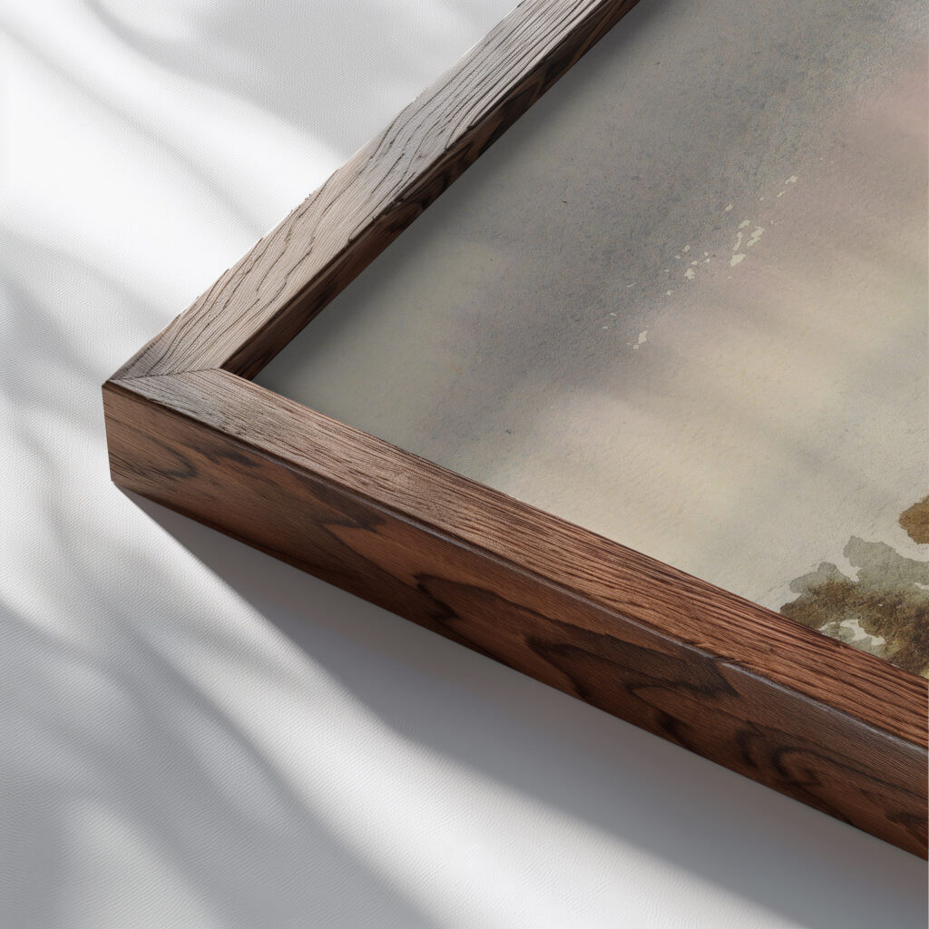 Landschaft Kahlenberg 1943 Karl Wiener close up dark wood mockup