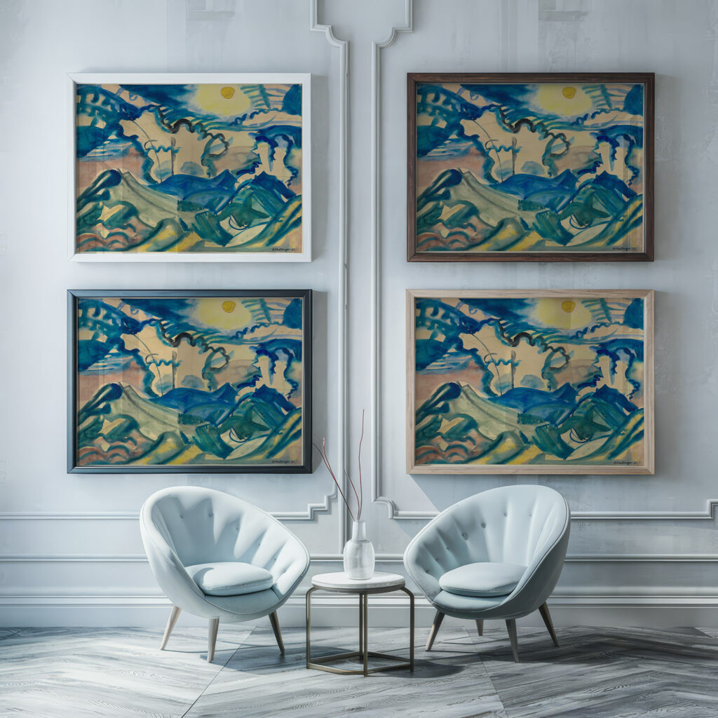 Landschaft am Klausenpass Nachmittag 1921 August Babberger framed posters mockup