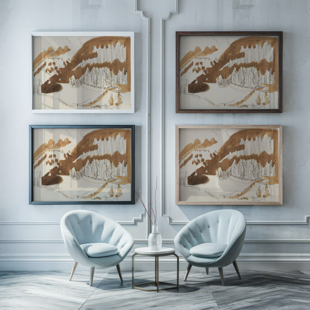 Landschaft bei Davos Berglandschaft im Winter Bewaldete Berglandschaft Ca. 1937. Ernst Ludwig Kirchner framed posters mockup