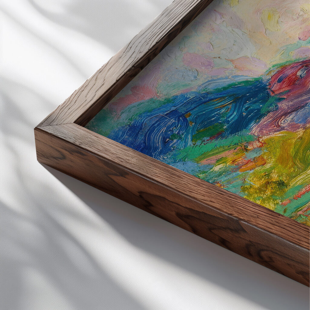 Landschaft mit Flusslauf 1910 Curt Herrmann close up dark wood mockup