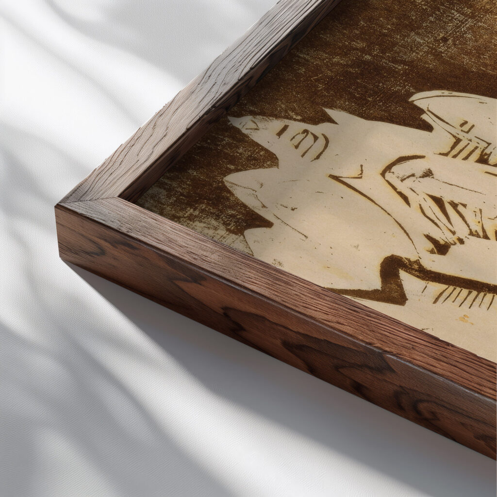 Landschaft mit blasendem Hirten 1923 Ernst Ludwig Kirchner close up dark wood mockup