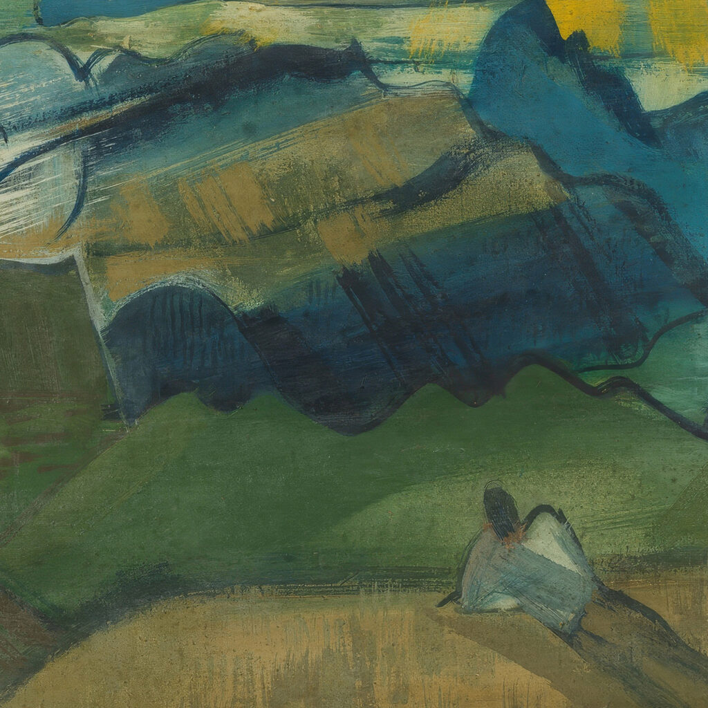 Landschaft mit liegendem Wanderer August Babberger 8 mockup